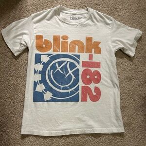 Blink 182 Graphic T-Shirt - White, Orange, Blue, Pink XS